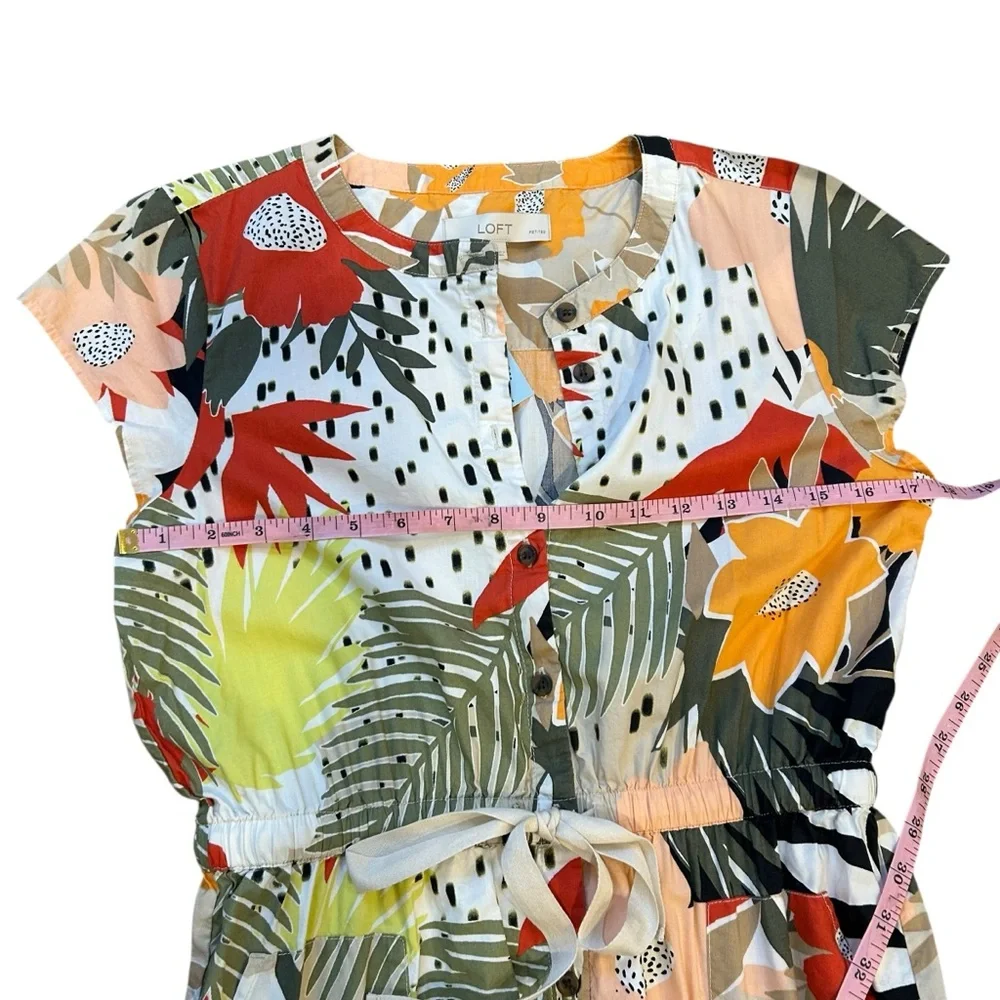 NWT Loft tropical floral a line short sleeve shirt dress size 6 vacation beach - Picture 8 of 8